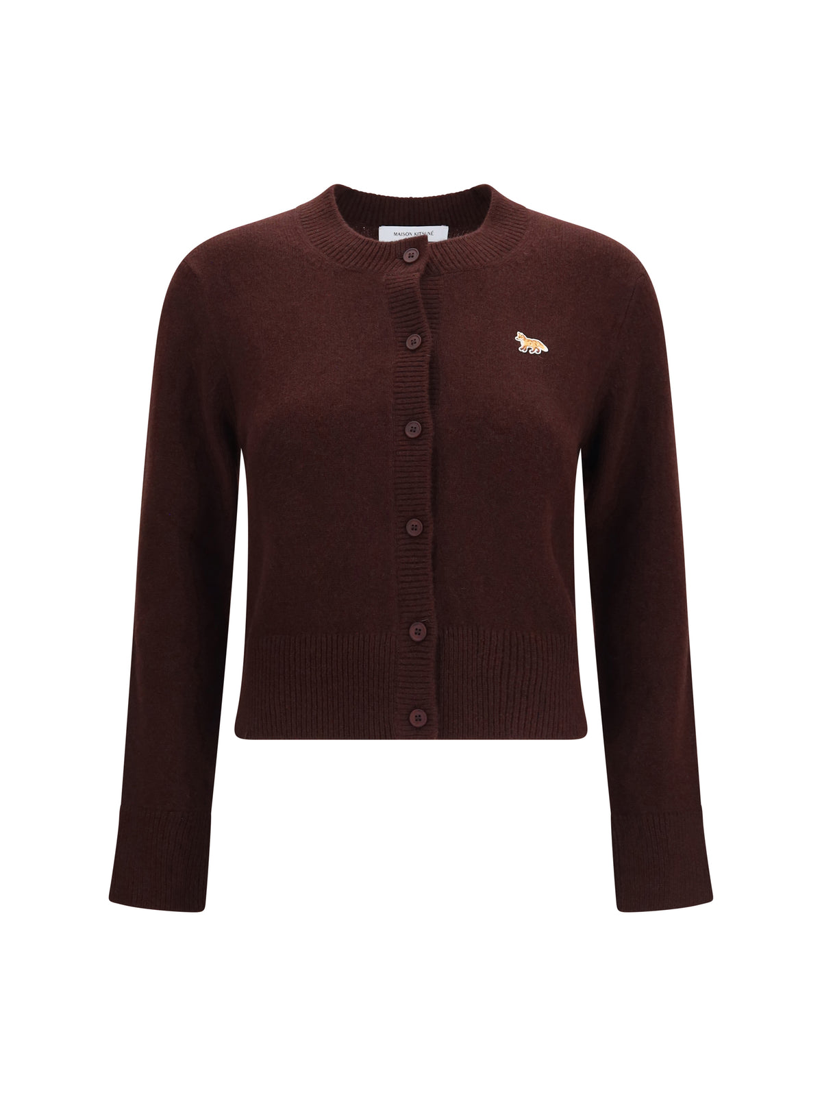 Maison Kitsuné Baby Fox fitted lambswool Cardigan - Dark Wood