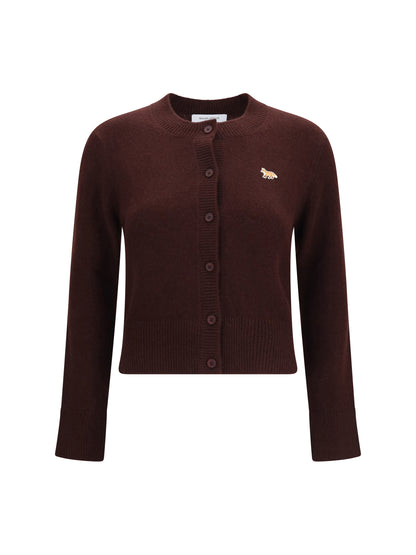 Maison Kitsuné Baby Fox fitted lambswool Cardigan - Dark Wood
