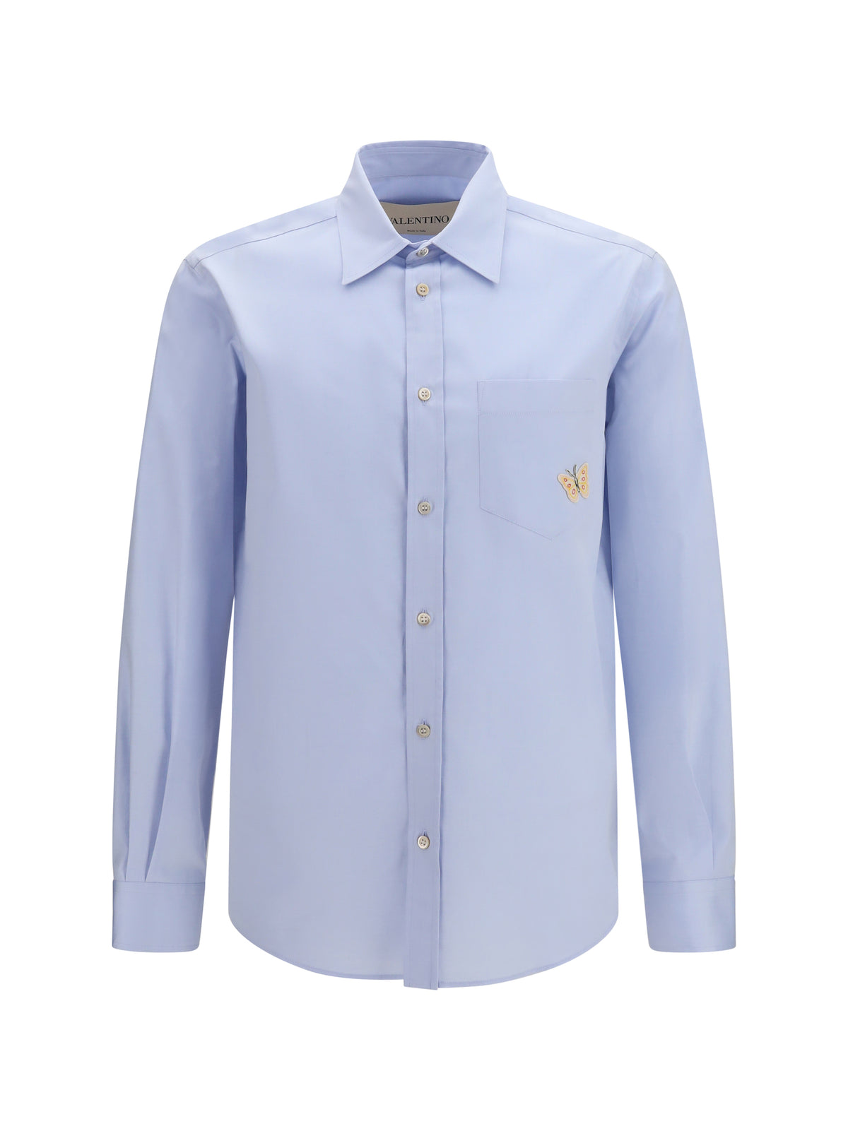 Valentino Cotton Shirt with butterfly embroidery - Light Cloud