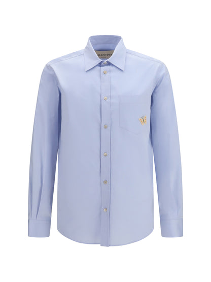 Valentino Cotton Shirt with butterfly embroidery - Light Cloud