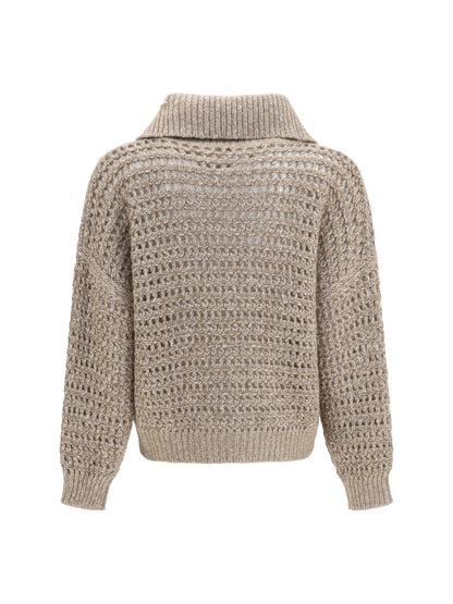 Brunello Cucinelli Cashmere Cardigan with central pocket - Beige+Brown Caldo+Camel