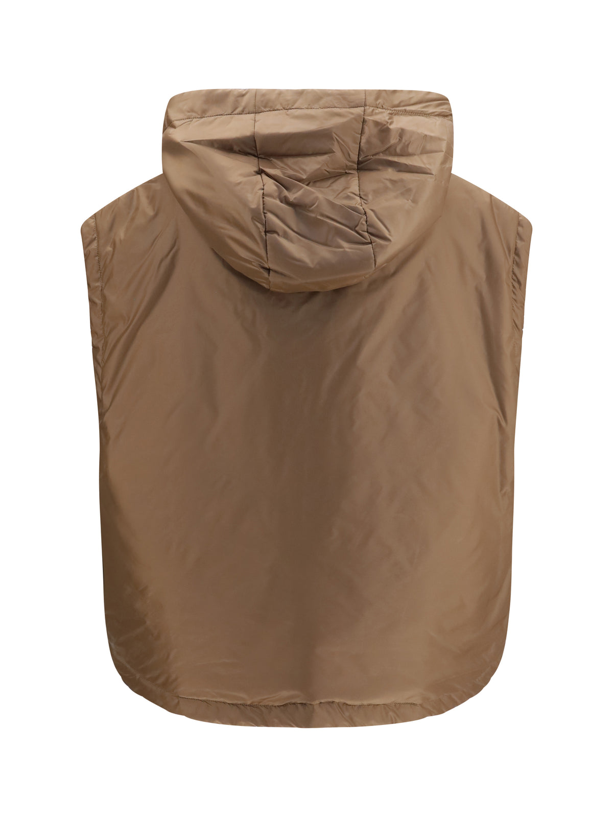 Max Mara The Cube Hooded padded Vest in water repellent canvas - Dark Gold