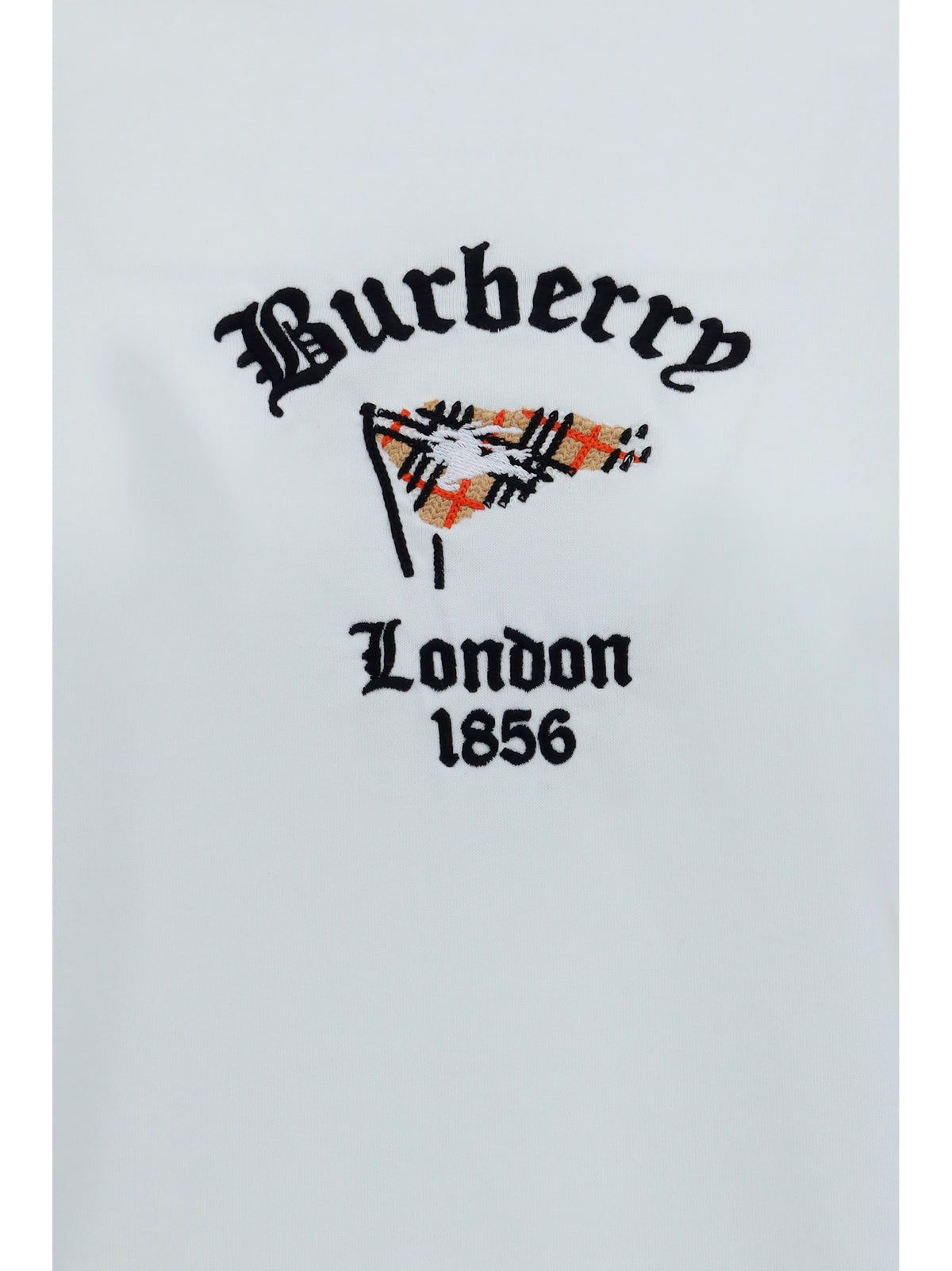 Burberry Cotton T-Shirt with Check Flag - Chalk