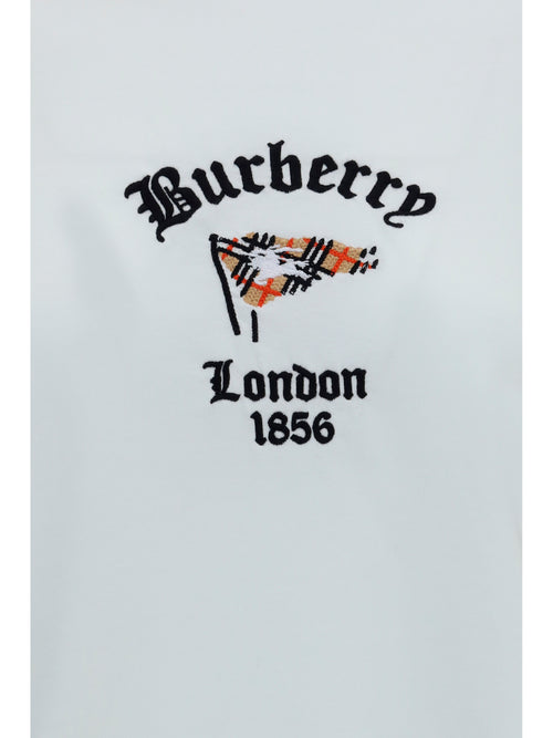 Burberry Cotton T-Shirt with Check Flag - Chalk