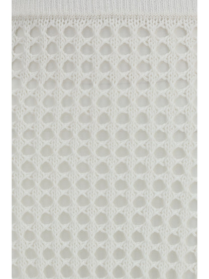 Max Mara Pure Cotton mesh Skirt - White Ottico