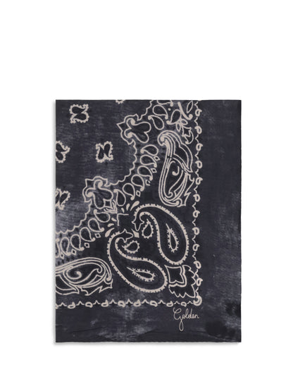 Golden Goose Golden paisley printed silk Scarf - Anthracite