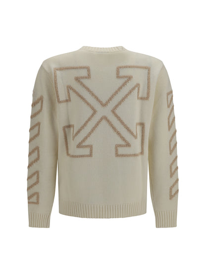 Off-White Arrow Fuzzy crewneck Sweater - Cream