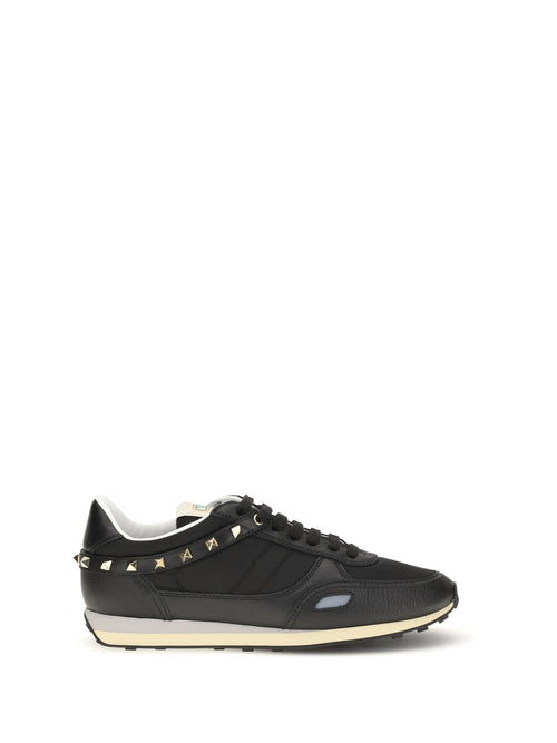 Valentino Garavani Stud Up Sneakers in leather and nylon - Black/Black/Black/Black/Grey/P.Grey
