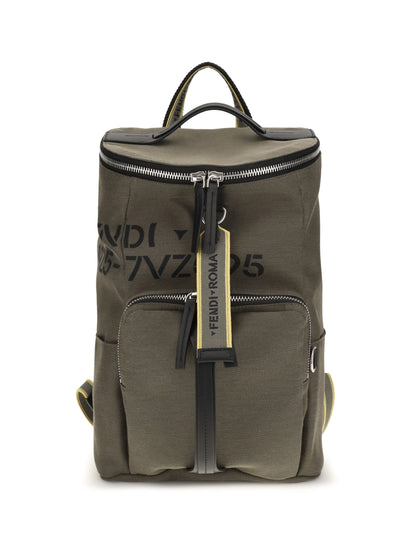Fendi Tourist canvas Backpack - Green Militare+Nero