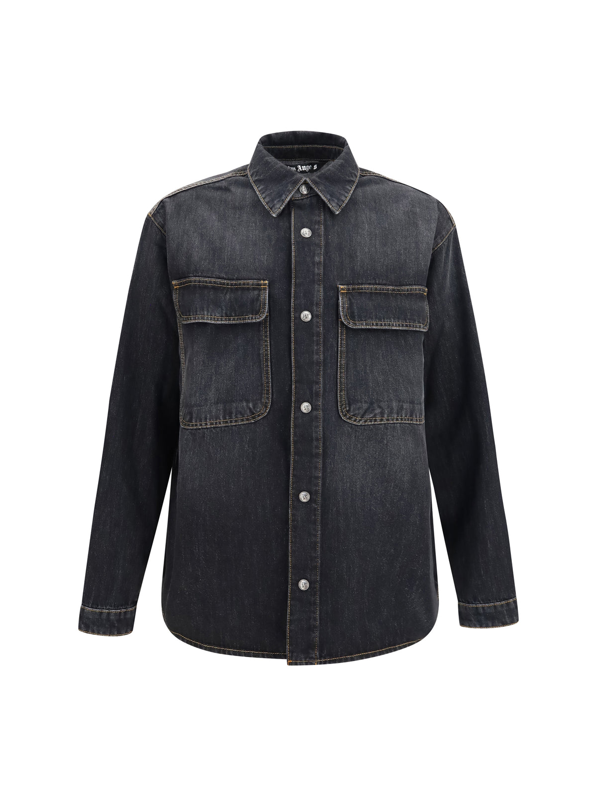 Palm Angels Denim Shirt with back logo - Vintage Black