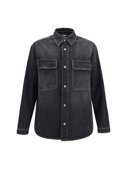 Palm Angels Denim Shirt with back logo - Vintage Black