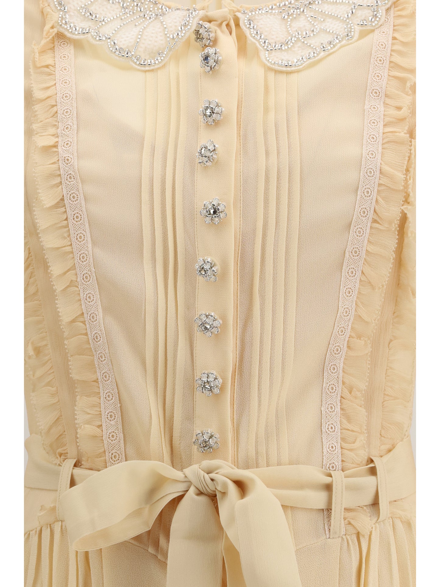 SELF-PORTRAIT Pleated georgette mini Dress