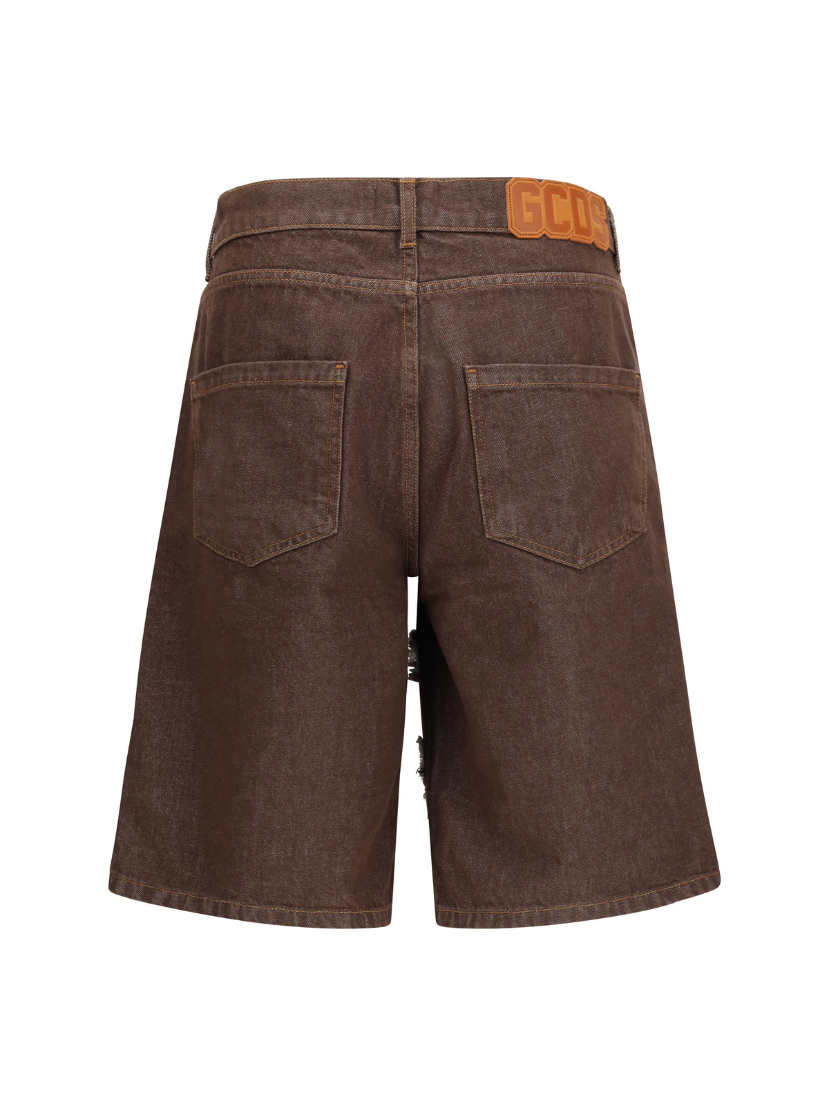 GCDS Lounge logo denim Shorts - Dark Brown/Brown