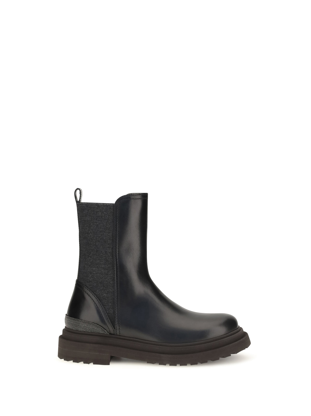 Brunello Cucinelli Leather Chelsea Ankle Boots - Black