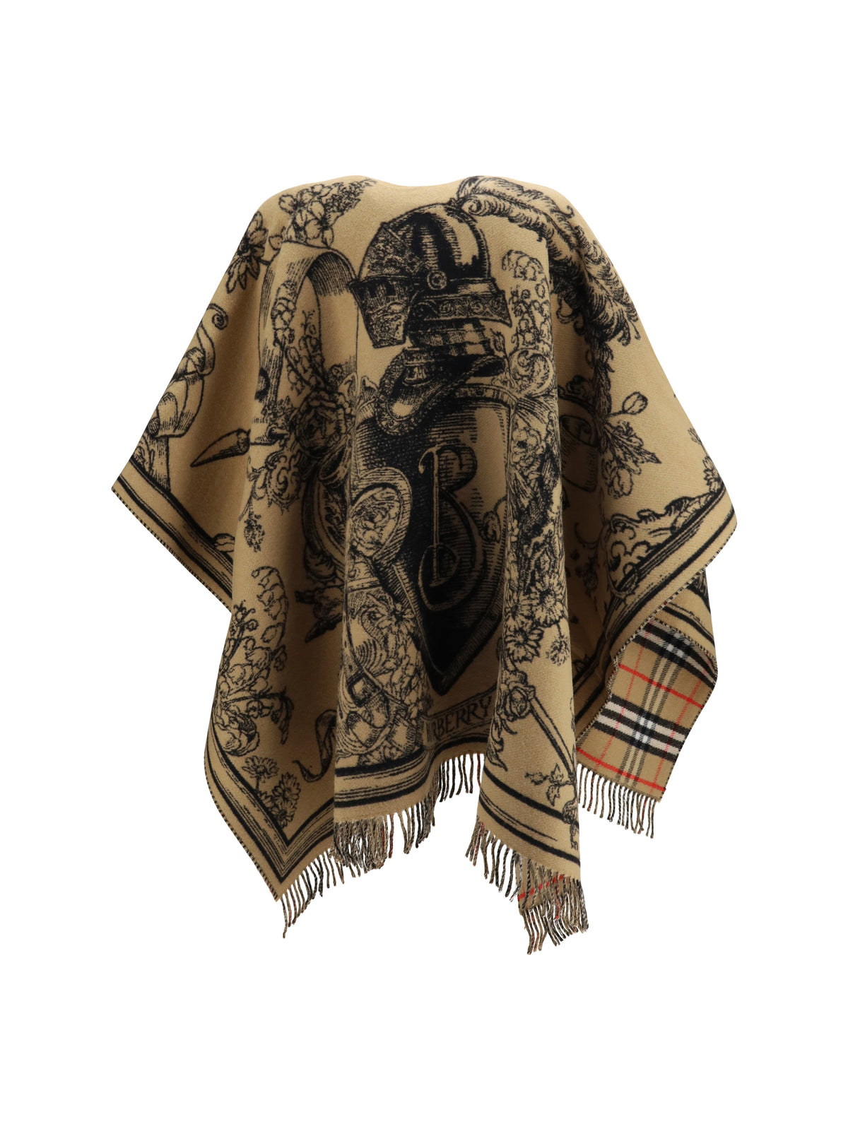 Burberry Wool Knight-motif Cape - Archive Beige