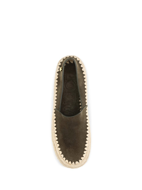 Loewe Rio suede and raffia Espadrillas - Khaki Green