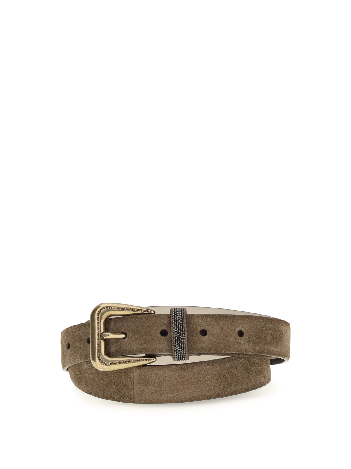 Brunello Cucinelli Suede Belt with monili detail - Caramello