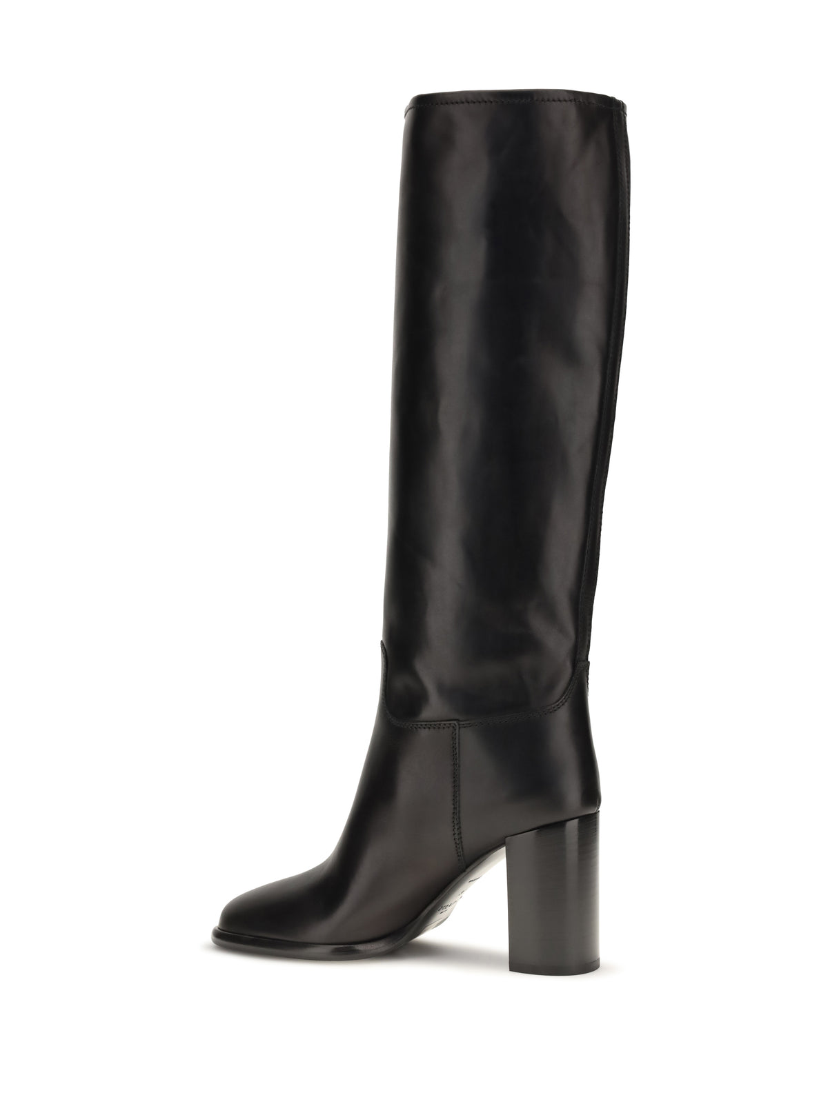 Prada High leather Boots with screen-printed Logo - Black