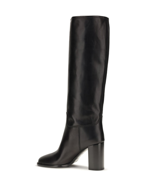 Prada High leather Boots with screen-printed Logo - Black