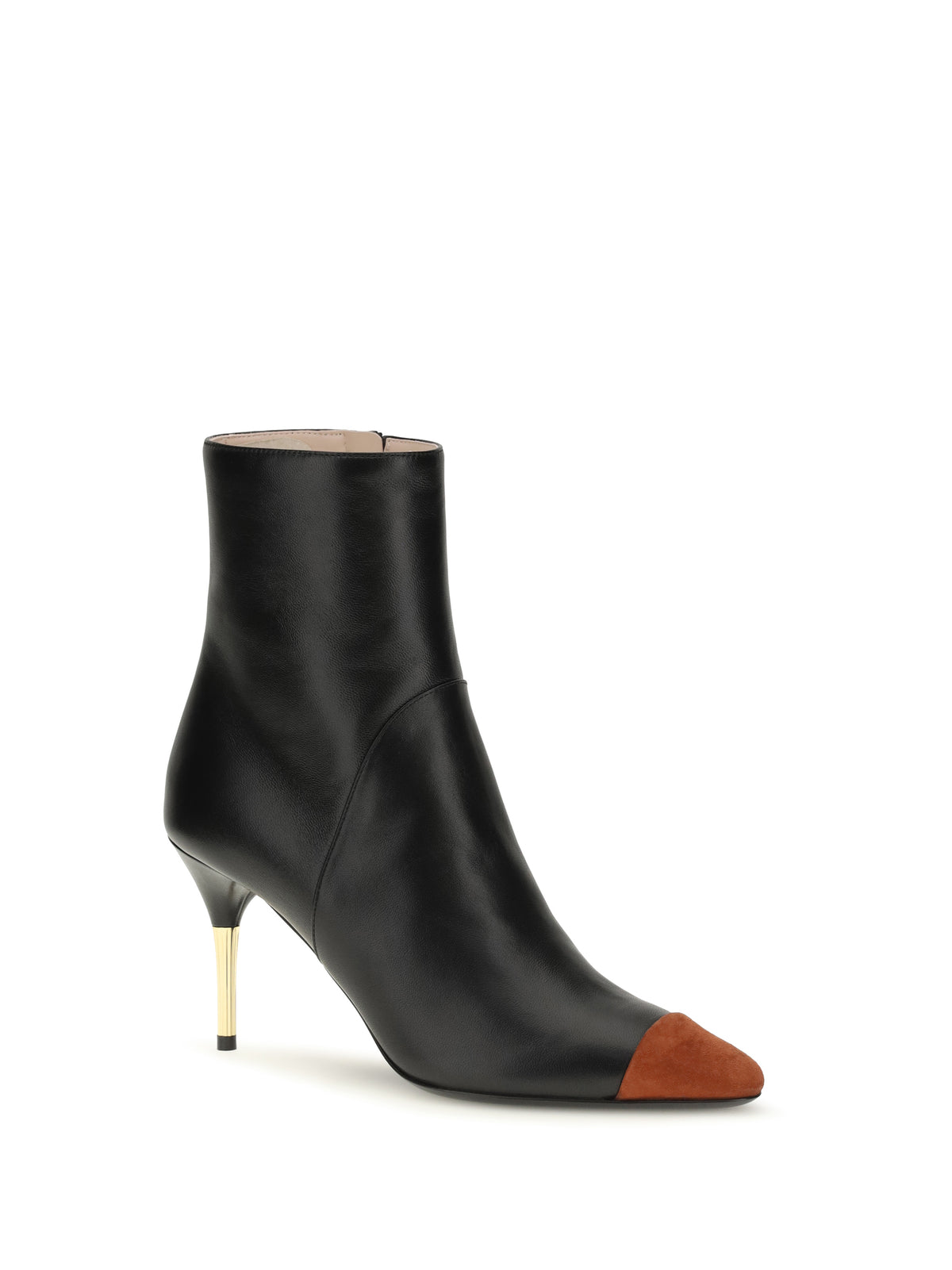 Valentino Garavani Sinead nappa and suede Ankle Boots - Deep Rust/Black