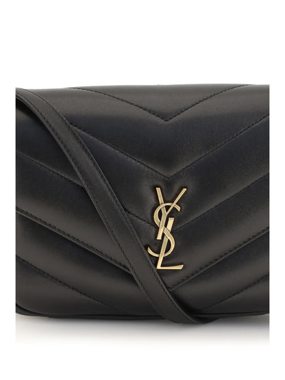 Saint Laurent Loulou Cassandre Toy lambskin Shoulder Bag - Black
