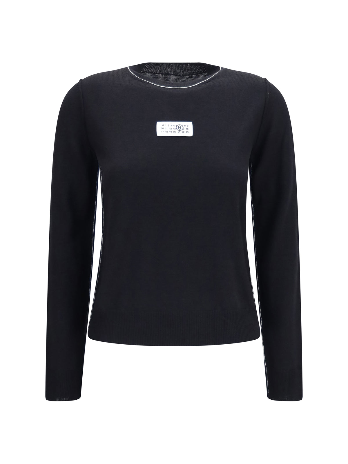 MM6 Maison Margiela Wool-blend T-shirt with contrast details - Black