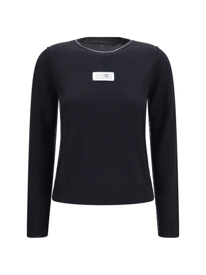MM6 Maison Margiela Wool-blend T-shirt with contrast details - Black