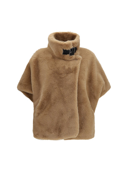 Pinko Faux fur Jacket with buckle - Beige Toupe Caldo
