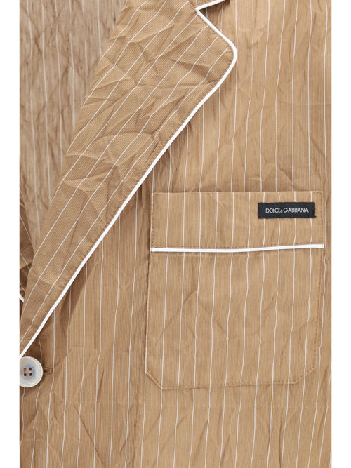 Dolce & Gabbana Vanity Shirt-style robe in froissé striped fabric - Rigato
