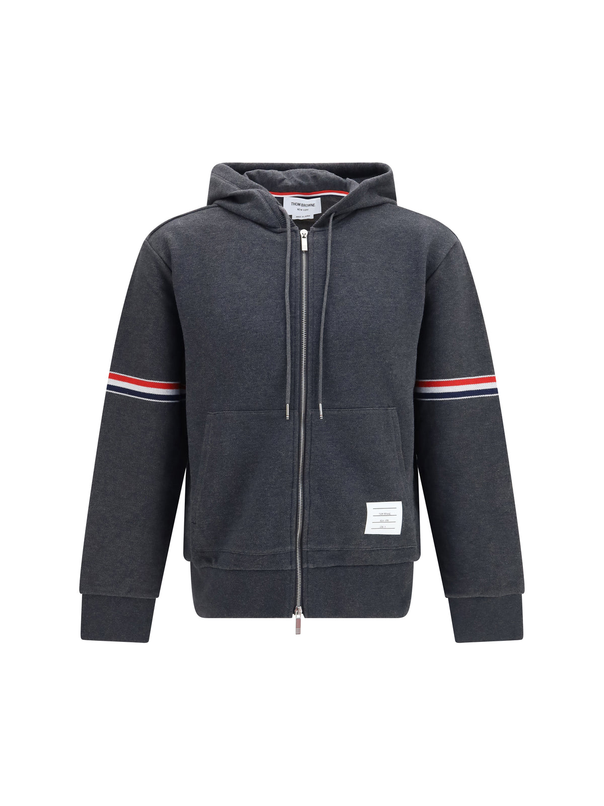 Thom Browne Classic Loopback 4-Bar zip-up Hoodie - Charcoal
