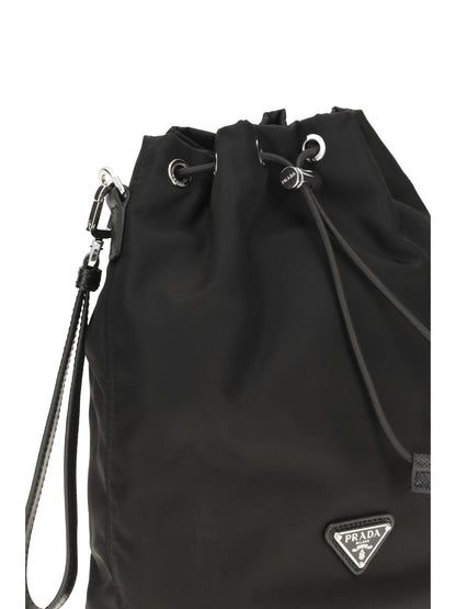 Prada Re-Nylon and Saffiano leather Bucket Bag - Black