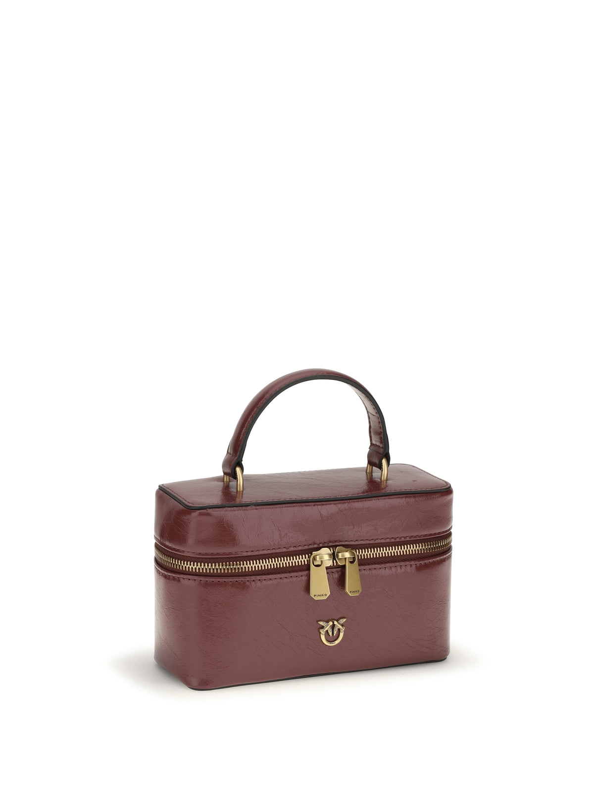 Pinko Vanity Soft Mini Quilted Beauty Case - Ribes Intenso-Antique Gold