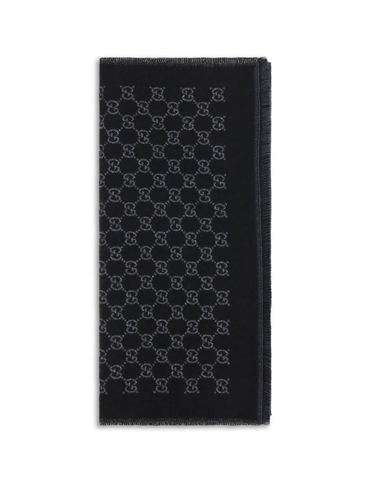Gucci Miss Stenny GG Monogram wool Scarf - Black/Light Grey