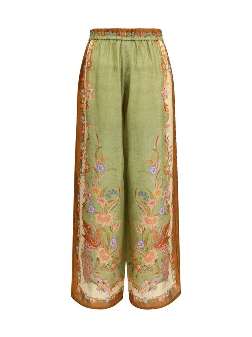 Zimmermann Indra Relaxed Pants - Khaki Scarf Floral