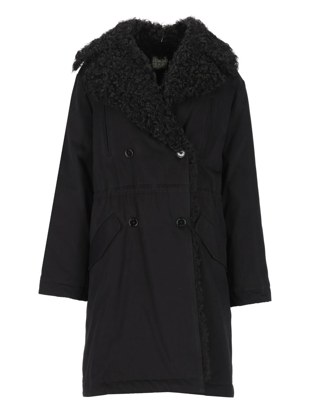 Toteme Parka With Shearling Collar - Black