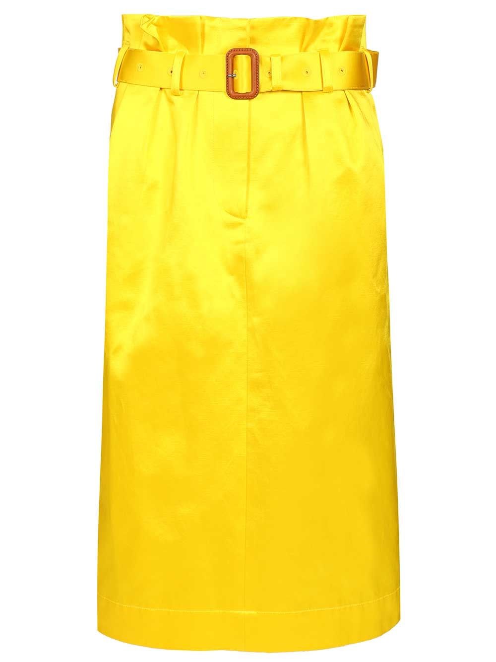 Dries Van Noten Seachy Cotton Satin Skirt - Yellow