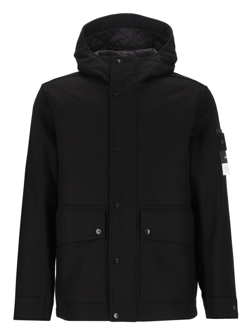 Stone Island Hooded Coat - Black