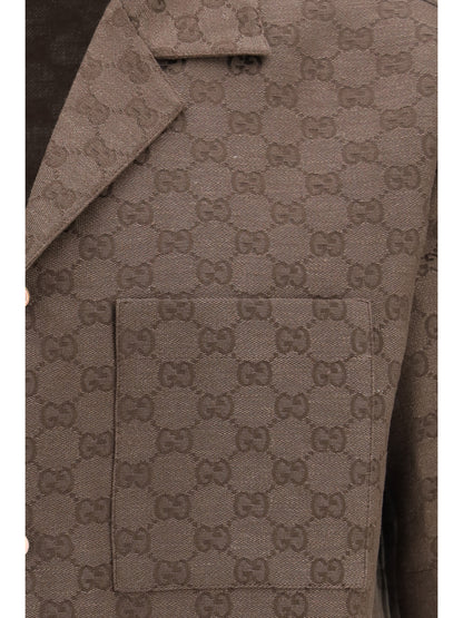 GUCCI GG linen blend bowling Shirt