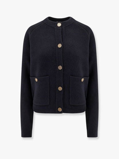 Toteme Wool And Cashmere Cardigan With Hammered Metal Buttons