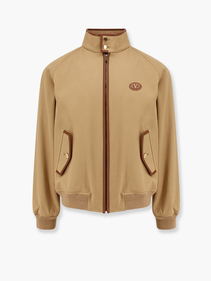 Valentino Cotton Jacket With Leather Profiles