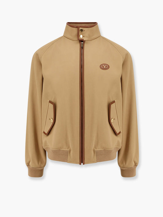 Valentino Cotton Jacket With Leather Profiles