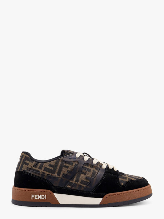 Fendi Fendi Match Low Top Ff Jacquard Fabric And Suede Sneakers