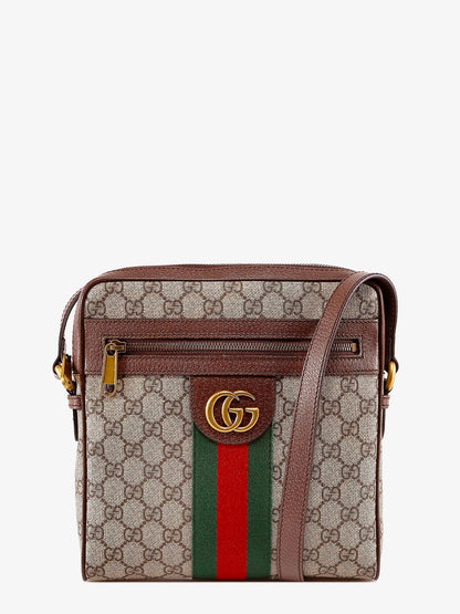 Gucci Gg Supreme Fabric And Leather Shoulder Bag With Iconic Web Band