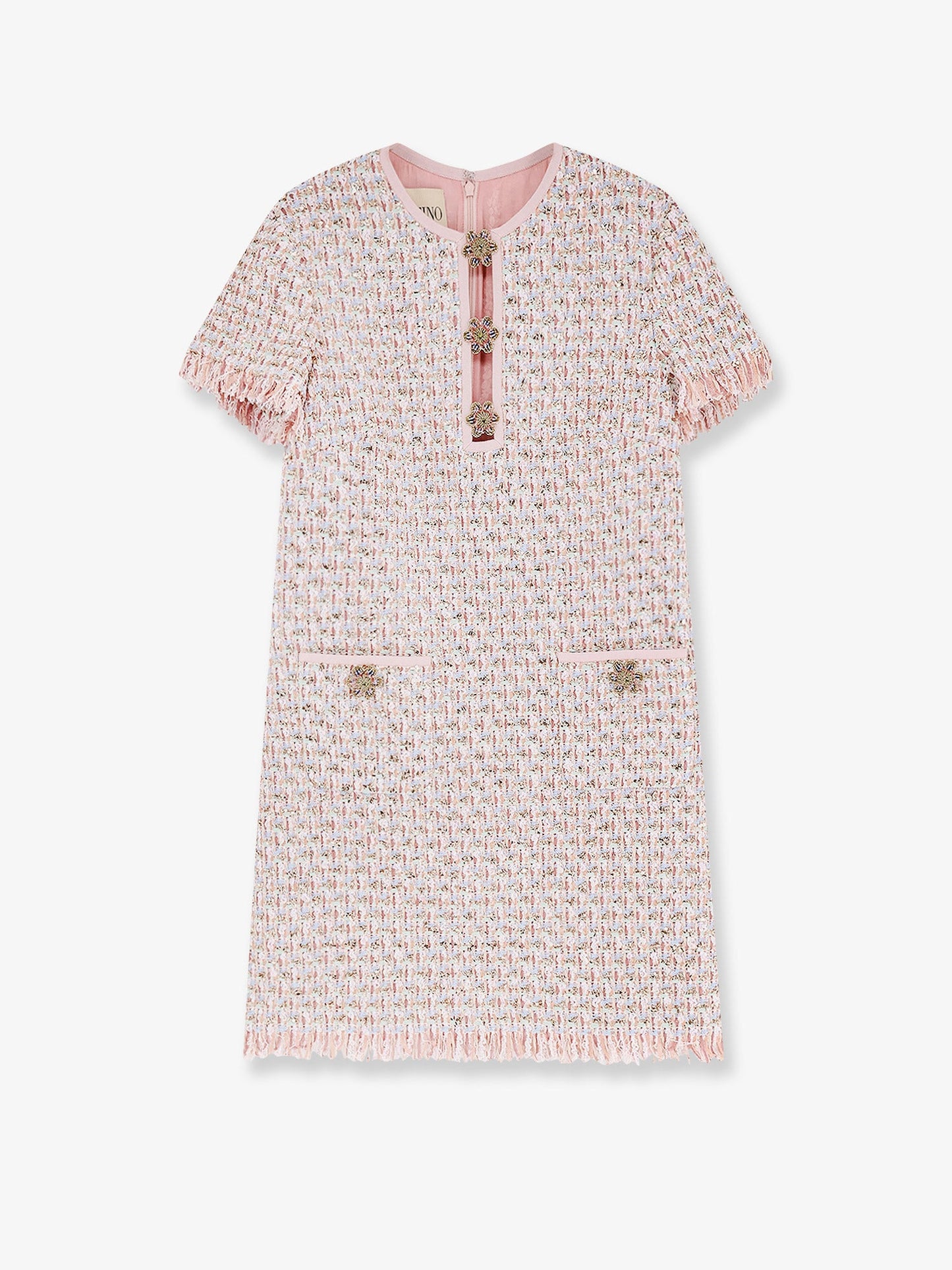 Valentino Embroidered Ribbon Tweed Dress