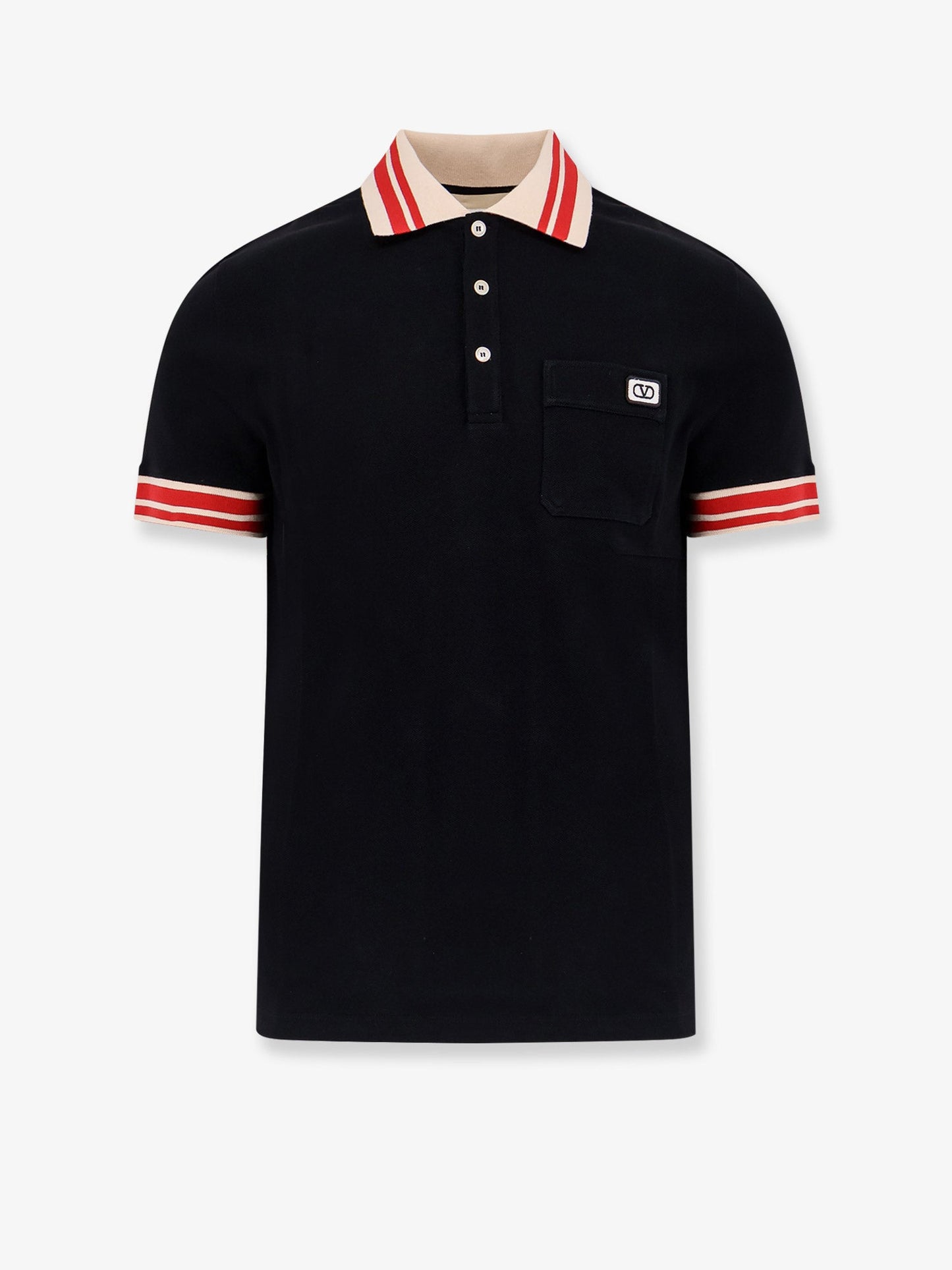 Valentino Cotton Polo Shirt With Contrasting Profiles