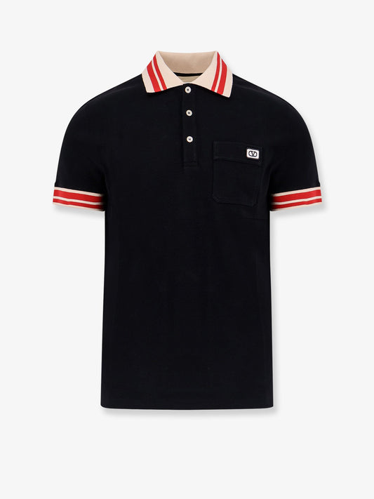 Valentino Cotton Polo Shirt With Contrasting Profiles