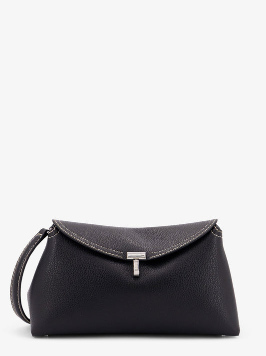 Toteme T Lock Leather Clutch With Contrasting Stitchings