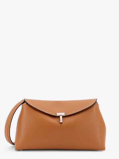 Toteme T Lock Leather Clutch With Contrasting Stitchings