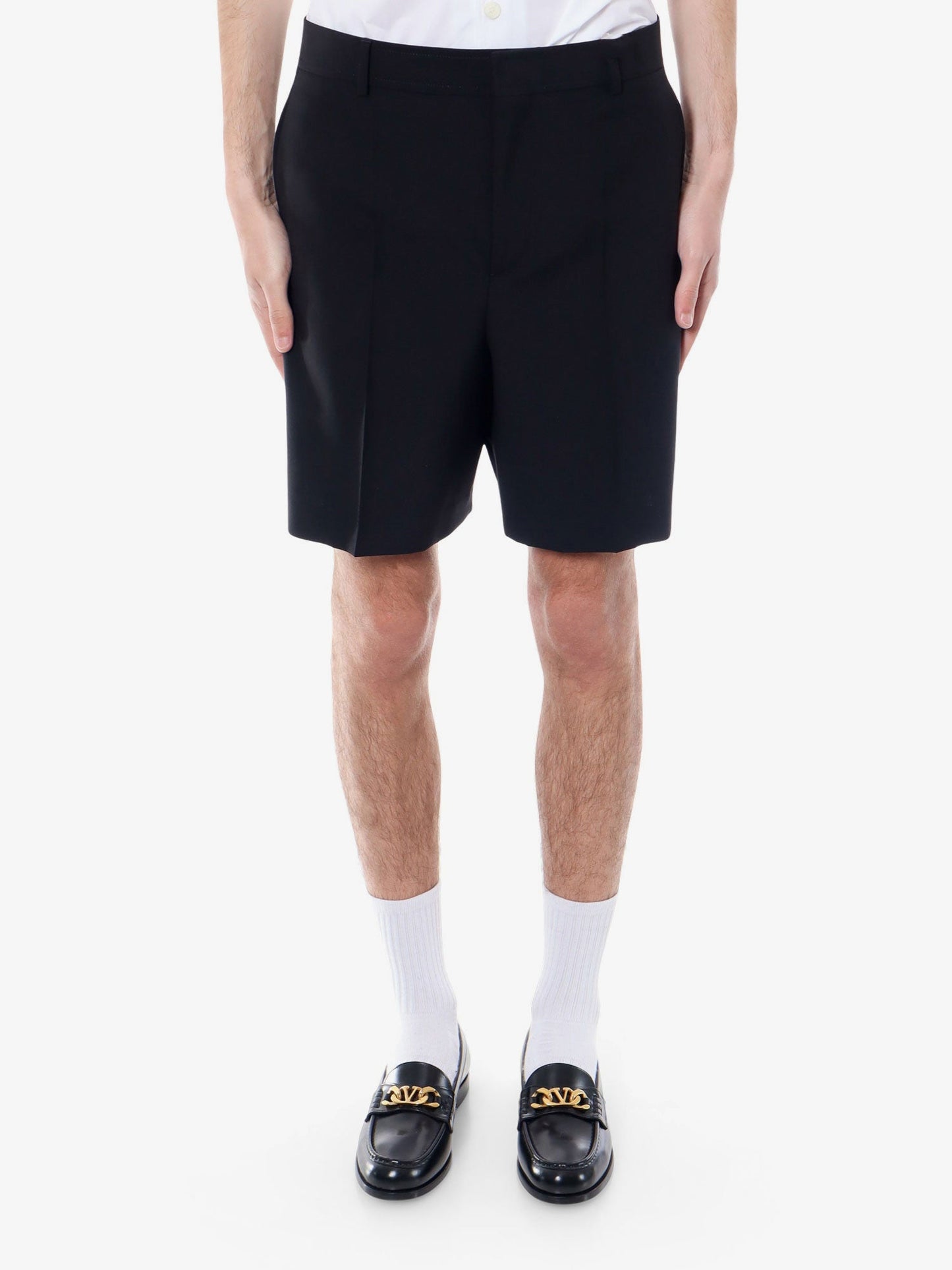 Valentino Virgin Wool Bermuda Shorts With Frontal Pinces