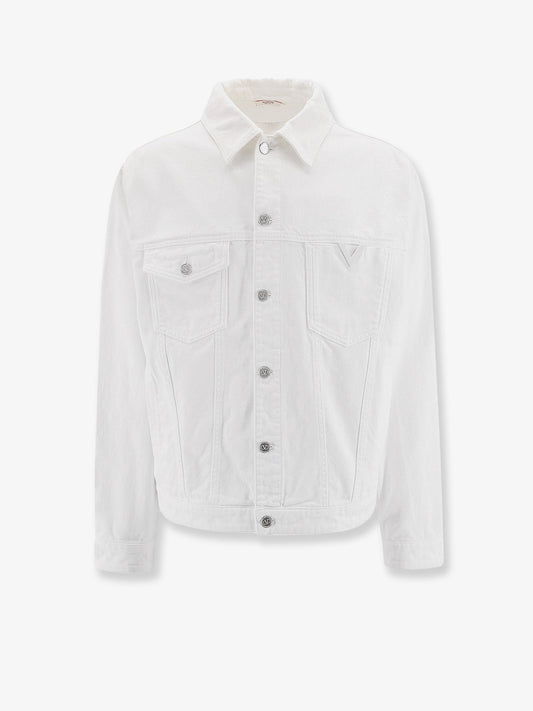 Valentino Denim Jacket With Metal Vlogo Detail
